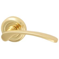Heritage Brass by M Marcus Polished Brass Door Handles on Round Rose - Sophia Range