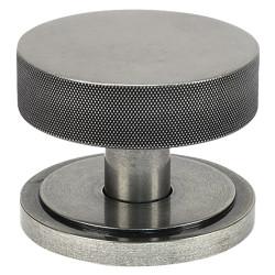 From The Anvil Brompton Pewter Round Knurled Centre Door Knob on Art Deco Rose - 90mm Rose Diameter