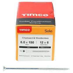 TIMCO Solo Chippy Pozi Countersunk Wood Screws - 6.0 x 150mm - Zinc Plated - Pack of 100
