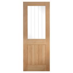 LPD Belize 1 Light Clear Glazed with Frosted Lines Unfinished Internal Door - 1981 x 610mm - Oak