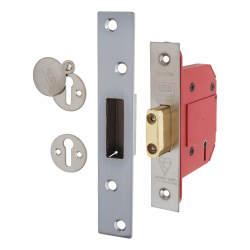 UNION 2100S StrongBOLT BS3621:2007 5 Lever Deadlock - 81mm Case - 57mm Backset - Satin Chrome