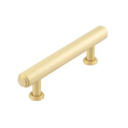 Burlington by Frelan Belgrave 18mm Stepped T-Bar Cabinet Pull Handle - 96mm c/c - Satin Brass