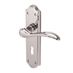 Carlisle Brass Polished Chrome Scroll Keyhole Lock Door Handles - Madrid Range - 180 x 45mm