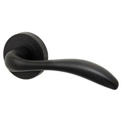 Altro Matt Black Door Handles on Round Rose - Sussex Range