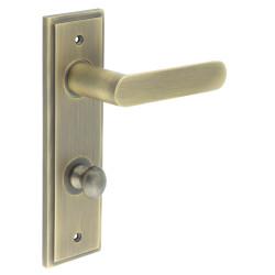 Burlington by Frelan Antique Brass Fire Rated DIN Bathroom Door Handles - Kensington - Inner 1 - 200 x 55mm