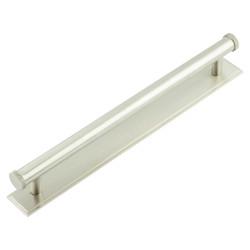 Hoxton Frelan Wenlock 15mm Knurled T-Bar Cabinet Pull Handle on Stepped Backplate - 224mm c/c - Satin Nickel