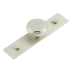 Hoxton by Frelan Cropley Stepped Round Cabinet Knob on Plain Backplate - 40mm Diameter - Satin Nickel