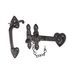 Olde Forge Metalized Antique Black Iron Cottage Thumb Latch Set
