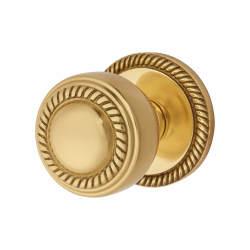 Altro Polished Brass Round Georgian Rope Edge Centre Door Knob - 75mm Rose Diameter