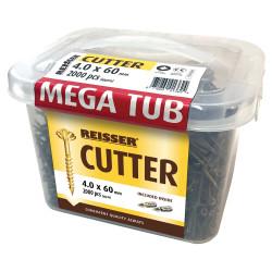 Reisser Cutter Pozi Countersunk Wood Screws Mega Tub - 4.0 x 60mm - Yellow Zinc - Pack of 2000