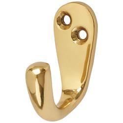 Hampstead Solid Brass Single Coat Hook - 43 x 17mm - Polished Brass