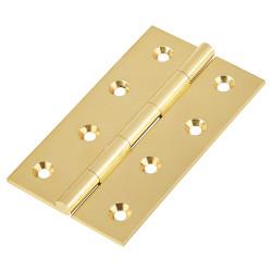 Solid Drawn Butt Door Hinge - 100 x 60 x 2.4mm - Polished Brass - Pair