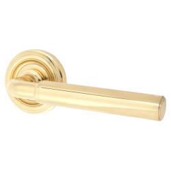 Jedo Polished Brass Door Handles on Round Rose - Parisian Elise Range