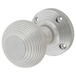 Touchpoint Satin Chrome Beehive Mortice Door Knob - 60mm Rose Diameter