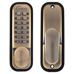 Eclipse ED20 Easy Code Push Button Digital Code Lock - Holdback Option - Antique Brass