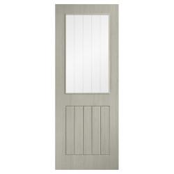 LPD Cottage 1L Clear Glazed with Frosted Lines Pre-Finished Internal Door - 1981 x 686 x 35mm - Grey
