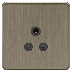 Knightsbridge 5A Screwless Flat Plate Unswitched Round Pin Socket - Antique Brass