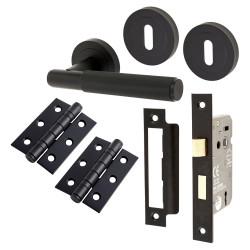 Altro Matt Black Lines 3 Lever Sashlock Door Handles Pack - Nova Range