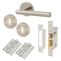 Touchpoint Satin Nickel 3 Lever Sashlock Door Handles on Rose Pack - Ella Range