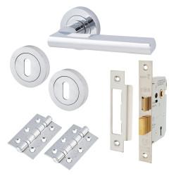 Touchpoint Polished Chrome 3 Lever Sashlock Door Handles on Rose Pack - Sophia Range