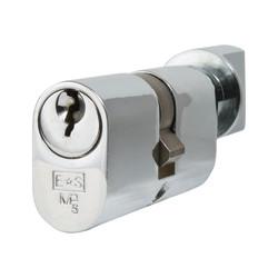 Eurospec 5 Pin 60mm Oval Thumbturn Cylinder - 30mm Turn + 30mm - Polished Chrome - Keyed to Differ