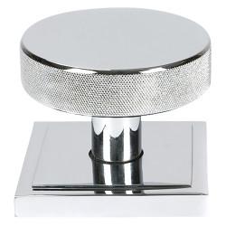 From The Anvil Brompton Polished Chrome Round Knurled Centre Door Knob on Square Rose - 90 x 90mm Rose