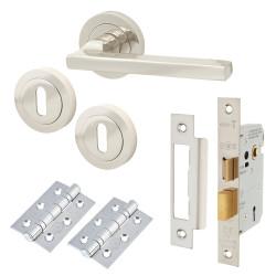 Touchpoint Polished Nickel 3 Lever Sashlock Door Handles on Rose Pack - Lexi Range