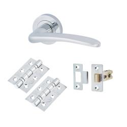 Touchpoint Polished Chrome Latch Door Handles on Rose Pack - Eloise Range