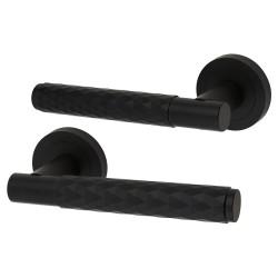 Altro Matt Black Diamond Door Handles on Round Rose - Luna Range