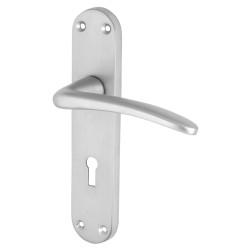 Touchpoint Satin Chrome Keyhole Lock Door Handles - Salerno Range - 182 x 39mm