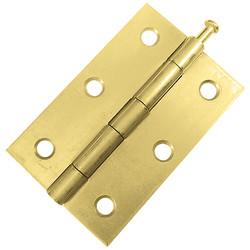 Loose Pin Steel Butt Door Hinge - 75 x 50mm - Polished Brass - Pair