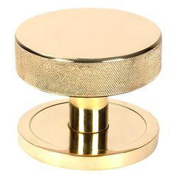 From The Anvil Brompton Polished Brass Round Knurled Centre Door Knob - 90mm Rose Diameter