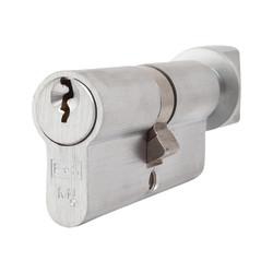 Eurospec 5 Pin 70mm Euro Thumbturn Cylinder - 35mm Turn + 35mm - Satin Chrome - Master Keyed