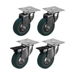Coldene Castor - 2 x Swivel, 2 x Swivel Braked - 165kg Max - 100mm Diameter - Grey - Pack of 4