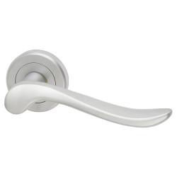 Serozzetta by Carlisle Brass Satin Chrome Scroll Door Handles on Round Rose - Verdun Range