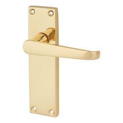 Touchpoint Polished Brass Budget Straight Latch Door Handles Pack - Mia Range