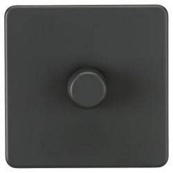 Knightsbridge 5 - 150W 1 Gang 2 Way Push On/Off Rotary Intelligent LED Dimmer Switch - Anthracite