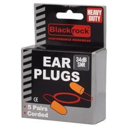 Blackrock Foam Ear Plugs - Corded - 39dB SNR - 5 Pairs