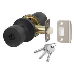 Touchpoint Matt Black Hotel Entrance Mortice Door Knobset - 60mm Rose Diameter