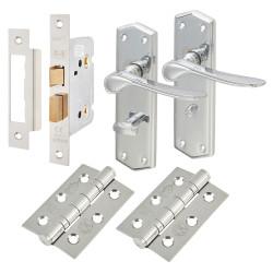 Altro Polished Chrome Bathroom Lock Door Handles Pack - Rome Range