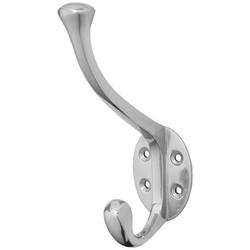 Hampstead Victorian Heavy Duty Single Hat & Coat Hook - 143 x 65mm - Polished Chrome
