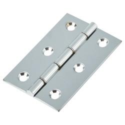 Double Steel Washered Butt Door Hinge - 75 x 50 x 2mm - Chrome Plated - Pair