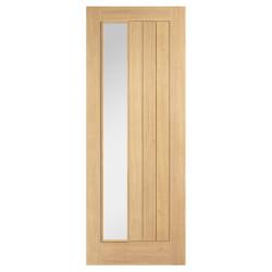 LPD Belize 1 Light Offset Clear Glazed Unfinished Solid Internal Door - 1981 x 762 x 35mm - Oak