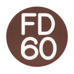 Altro FD60 Fire Door Sign - Self Adhesive - 25mm Diameter - Rigid Plastic - Brown