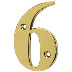 79mm Screw Fix Door Numeral - 6 / 9 - Polished Brass Effect