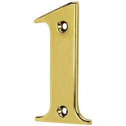 79mm Screw Fix Door Numeral - 1 - Polished Brass Effect