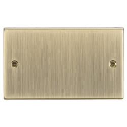 Knightsbridge 2 Gang Square Edge Blank Plate - Antique Brass