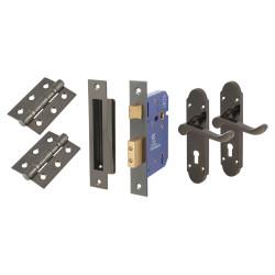 Touchpoint Black Nickel Victorian Summer Scroll 5 Lever Sashlock Door Handles Kit
