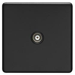 Eurolite Concealed 1 Gang Screwless Flat Plate Isolated TV Coaxial Socket - Matt Black