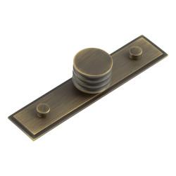 Hoxton by Frelan Sturt Grooved Round Cabinet Knob on Stepped Backplate - 30mm Diameter - Antique Brass